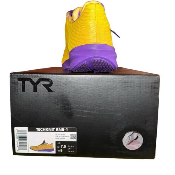 New to Posh C 🔆 |TYR Techknit RNR - 1 Running Shoe Yellow/Purple M 7.5 W 9 - Picture 2 of 5